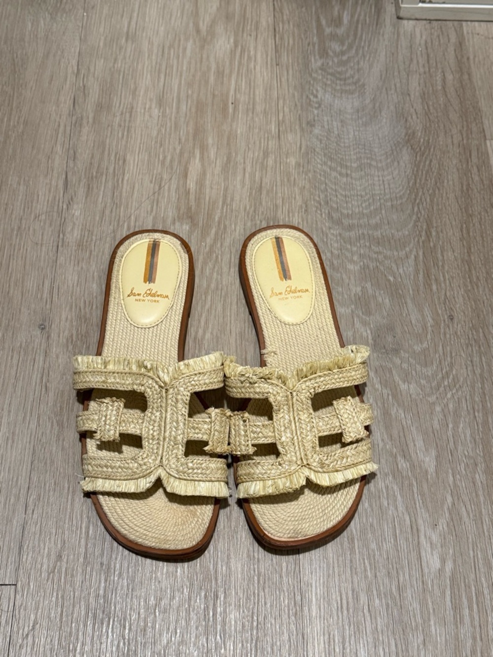 Sam Edelman Braided Ivory-Tan Slide Mules